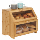 Dviaukštė bambukinė duonos dėžė