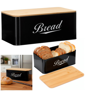 Metalo maisto dėžutė su bambuko dangčiu