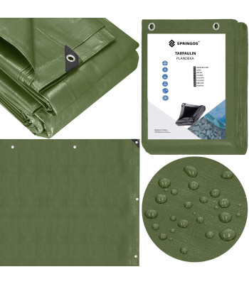 Sodo brezentas 4x5m 100g/m2 sustiprinta apsauginė plėvelė automobiliui, žalia