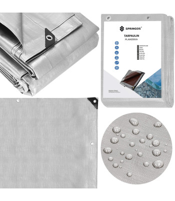 Sodo brezentas 6x8 m 130 g/m² su sustiprinta automobilio apsauga, pilkas