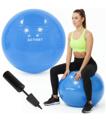 75 cm fitneso kamuolys pilates ir jogos pratimams su pompa, mėlynas