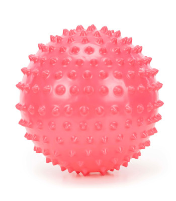 20 cm masažo kamuolys su sensoriniu pompa, rožinis ežiukas