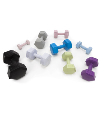 2x2 kg šešiabriaunės hantelės fitneso pratimams, 2 vnt. komplektas, violetinės