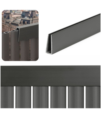 pvc dangos užbaigimo profilis balkonui, terasai ir tvorai, 100 cm, tamsiai pilkas