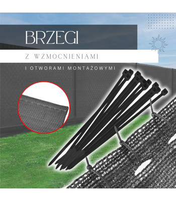 Šviesiai antracito spalvos šešėliavimo tinklas Springos 185 g/m², 1,5 x 50 m, su 200 tvirtinimo dirželių SN0062