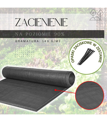 Šviesiai antracito spalvos šešėliavimo tinklas Springos 140 g/m², 1,5 x 25 m, su 100 tvirtinimų SN0065