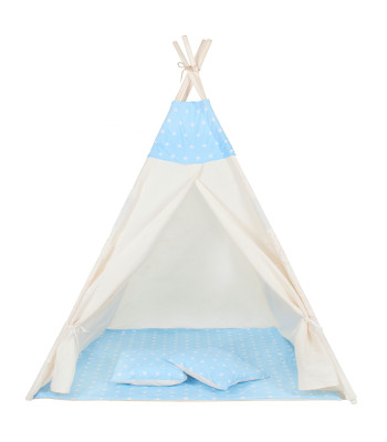 Vaikiška tipi palapinė, mėlyna su žvaigždėmis, Springos TIP06