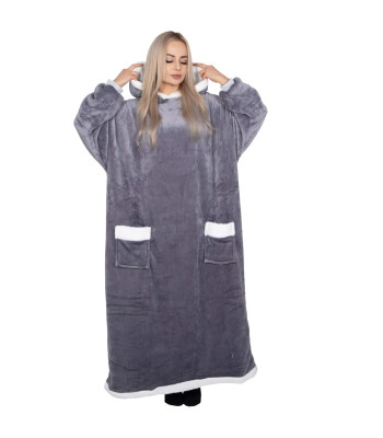 Pledas su gobtuvu, pilkas, oversize, Springos HA7328