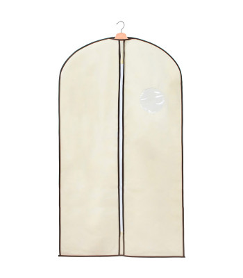 Drabužių dėklas, kreminis su rudu apvadu, Springos HA3079, apie 130 × 60 cm