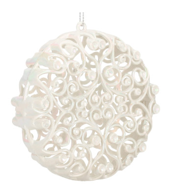 Kalėdinė dekoracija, kreminė, su perlamutriniu blizgesiu, Springos CA0773, 9 cm