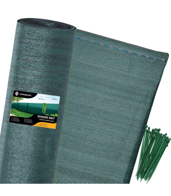 Šešėliavimo tinklas, žalias, 100 kabelių sąvaržų, Springos SN0020 65 g/m2 1,5x25m