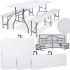 Sulankstomas stalas su 2 suolais – Springos GF0099, 180 x 74 x 74 cm