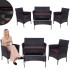 Sodo baldų komplektas iš technoratano: sofa, 2 kėdės ir stalas, rudas, Springos GF0059