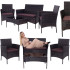 Sodo baldų komplektas iš technoratano: sofa, 2 kėdės ir stalas, rudas, Springos GF0059