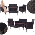 Sodo baldų komplektas iš technoratano: sofa, 2 kėdės ir stalas, rudas, Springos GF0059