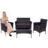 Sodo baldų komplektas iš technoratano: sofa, 2 kėdės ir stalas, rudas, Springos GF0059