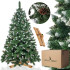 Dirbtinė kalėdinė eglutė premium „Royal Trees Springos“, snieguota deimantinė pušis su kankorėžiais, 180 cm, CT0190