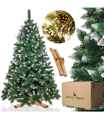 Dirbtinė kalėdinė eglutė, snieguota deimantinė pušis su kankorėžiais, Premium Royal Trees Springos CT0189, 150 cm
