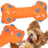 Guminis šunų žaislas – kramtomas kaulas su garsu Springos PA0287, oranžinis, 16 cm