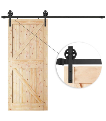 Stumdomų durų sistema „barn door“ su bėgeliu ir furnitūra iki 100 kg, matinė juoda, Springos HA5007, 183 cm