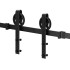 Stumdomų durų sistema „barn door“ su bėgeliu ir furnitūra iki 100 kg, matinė juoda, Springos HA5007, 183 cm