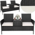 Sodo baldų komplektas iš technoratano, 3 dalių, juodos ir ekru spalvų – Springos GF0068, 143 x 50 x 86 cm