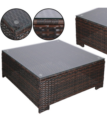 Modulinis sodo baldų komplektas – stalas, fotelis, sofa, 4 moduliai, rudos ir kreminės spalvos, Springos GF0062