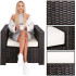 Modulinis sodo baldų komplektas – stalas, fotelis, sofa, 4 moduliai, rudos ir kreminės spalvos, Springos GF0062