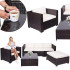 Modulinis sodo baldų komplektas – stalas, fotelis, sofa, 4 moduliai, rudos ir kreminės spalvos, Springos GF0062