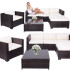 Modulinis sodo baldų komplektas – stalas, fotelis, sofa, 4 moduliai, rudos ir kreminės spalvos, Springos GF0062