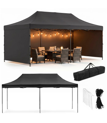 Sodo pavėsinė, juoda, Springos® GP0008, 3 x 6 m