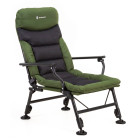 Sulankstoma žvejybos ir kempingo kėdė su lentynėle, tamsiai žalia / juoda, iki 180 kg, Springos® CS0189