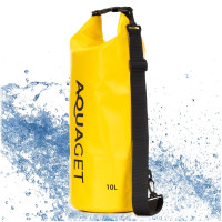 Vandeniui atsparus krepšys su peties diržu, geltonas, Aquaget® AQ0022, 10L, IPX6
