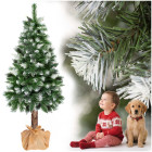 Springos Diamond Pine dirbtinė kalėdinė eglutė ant natūralaus kamieno, žalia su baltu šerkšno efektu, 220 cm, CT0271