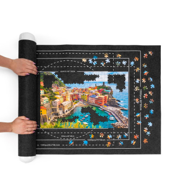 Springos susukamas dėlionės kilimėlis su 4 rūšiavimo indeliais, skirtas iki 1500 detalių dėlionėms, KG0067, 114 × 67 cm
