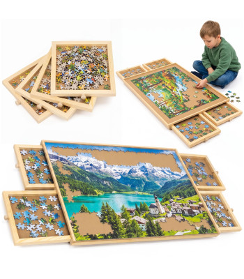 Springos sukama dėlionių lenta su 4 stalčiais, iki 1000 detalių, 79 × 55 cm, KG0068