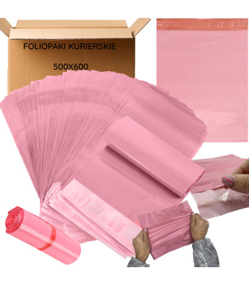 Foliopakai kurjeriniai rožiniai XL 500x600 50 vnt.