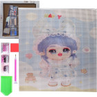 Deimantinė mozaika su rėmeliu 30 × 30 cm – anime stiliaus paveikslas