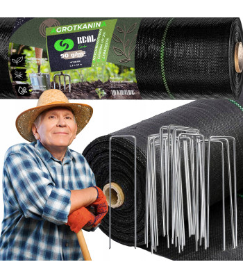 Agroaudinys 90g 1,6x50m Juodas UV Agrotinklinė Danga + Kuoliukai
