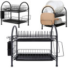 Metalinė dviejų lygių indų džiovyklė su stovu