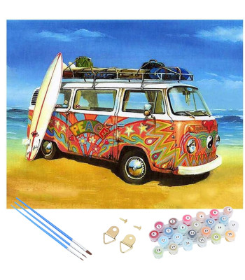 Tapyba pagal numerius su rėmeliu 40 x 30 cm – Aukštos kokybės rinkinys tapybai VOLKSWAGEN BUS SERFERA