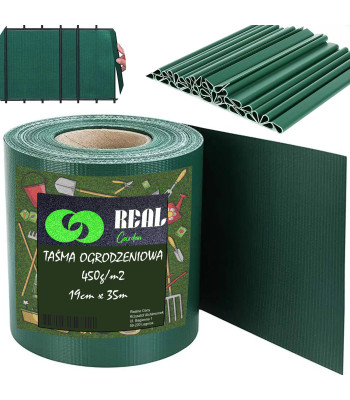 Žalia tvoros juosta 19cm x 35m su UV apsauga