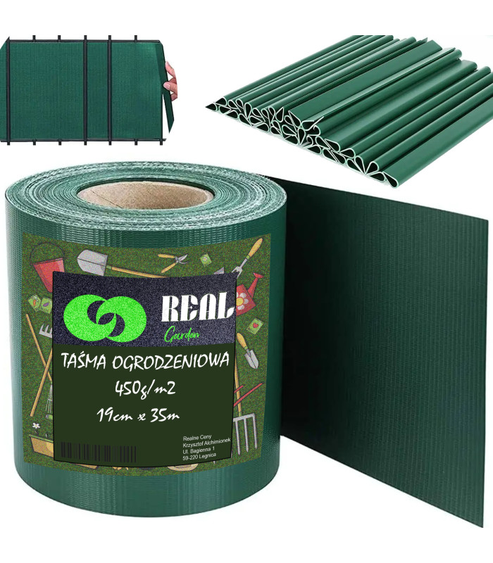 Žalia tvoros juosta 19cm x 35m su UV apsauga