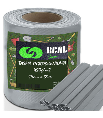 Tvoros juosta su 20 klipsų, 0,19 x 35 m (450g/m²), šviesiai pilka