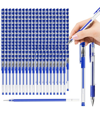 100x Gelinis automatinis rašiklis su dangteliu 0,5mm mėlynas