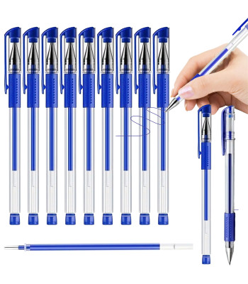 Automatinis gelinis rašiklis su dangteliu 0,5 mm mėlynas 10 vnt