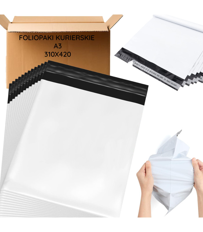 Baltos Kurjerinės Foliopakuotės A3 310x420, 50 vnt, Storos