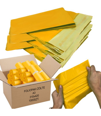 Geltoni Kurjerio Foliopakai A3, 310x420, 1000 vnt.