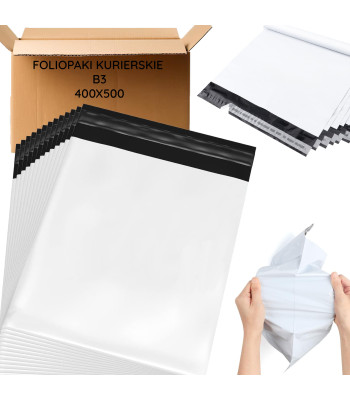 Foliopakai kurjeriniai balti B3 400x500 50 vnt. storas