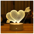 3D iliuzijos naktinė lempa su širdelėmis
